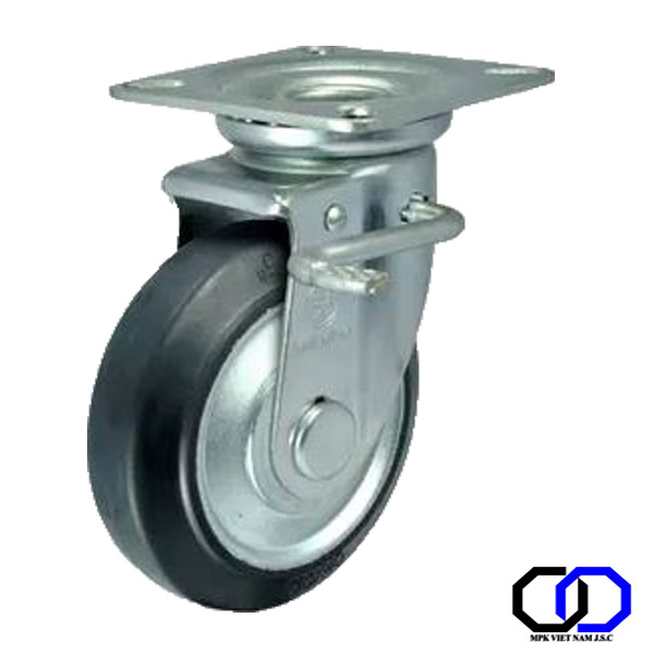 Bánh xe cao su Shenpai xoay có khóa phi 200