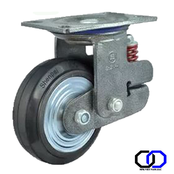 Bánh xe cao su lò so giảm sóc xoay phi 125