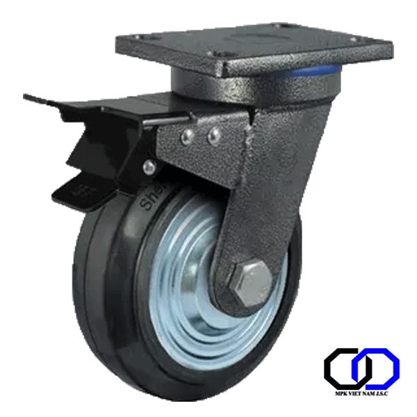 Bánh xe cao su xoay khóa chịu tải trọng phi 200