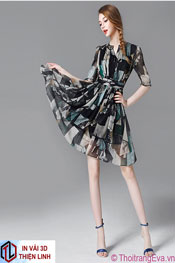 In chuyển nhiệt họa tiết váy đầm