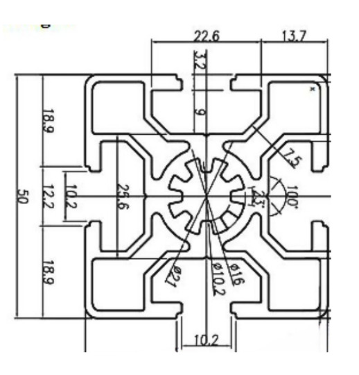 Nhôm định hình 50x50