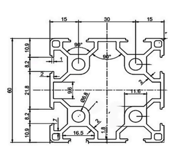 Nhôm định hình 60x60B